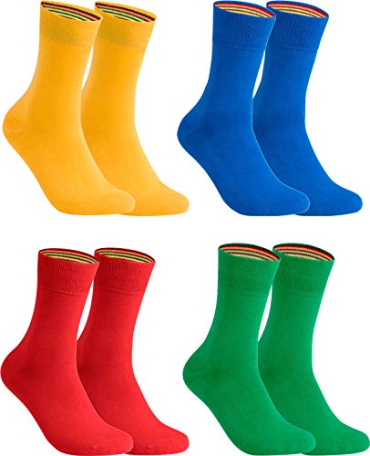gigando – Socken Herren Baumwolle Uni Farben 4er oder 8er Pack in Premiumqualität – bunt farbige Strümpfe für Anzug, Business, Freizeit – ohne Naht - in gelb, grün, rot, blau Größe 39-42 von gigando