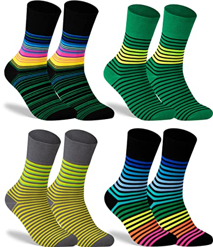 gigando Socken gestreift & bunt, Hochwertige Baumwollsocken mit weichem Bund gegen Einschnüren, ohne störende Naht an den Zehen, Regenbogen, 39-42 von gigando