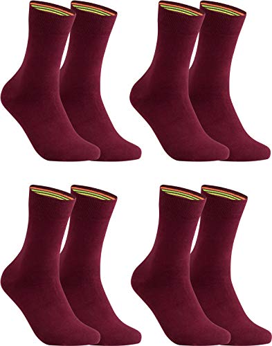 gigando XL Übergröße Socken Herren Baumwolle Uni Farben 4er oder 8er Pack Premiumqualität bunt farbige Strümpfe für Anzug, Business, Freizeit ohne Naht, bordeaux, 47-50 von gigando