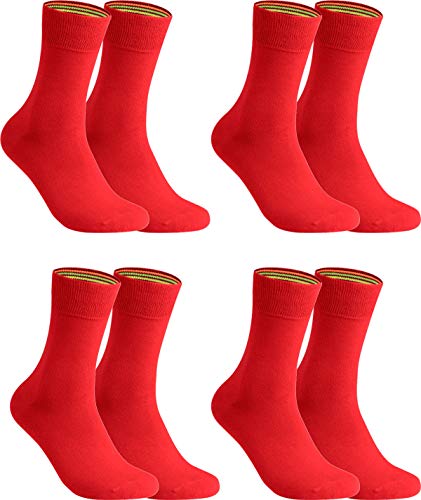 gigando XL Übergröße Socken Herren Baumwolle Uni Farben 4er oder 8er Pack Premiumqualität bunt farbige Strümpfe für Anzug, Business, Freizeit ohne Naht, rot, 47-50 von gigando