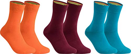 gigando – Socken Herren Baumwolle Uni Farben 3er oder 8er Pack in Premiumqualität – bunt farbige Strümpfe für Anzug, Business, Freizeit – ohne Naht - in petrol, bordeaux, orange Größe 39-42 von gigando