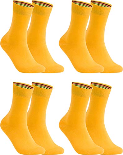 gigando – Socken Herren Baumwolle Uni Farben 4er oder 8er Pack in Premiumqualität – bunt farbige Strümpfe für Anzug, Business, Freizeit – ohne Naht - in gelb Größe 35-38 von gigando