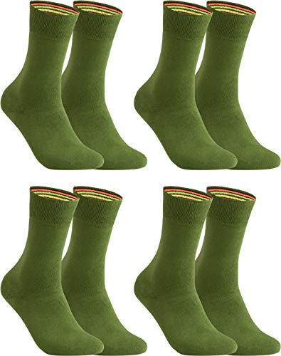 gigando – Socken Herren Baumwolle Uni Farben 4er oder 8er Pack in Premiumqualität – bunt farbige Strümpfe für Anzug, Business, Freizeit – ohne Naht - in olive Größe 35-38 von gigando