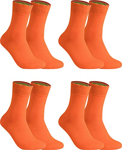 gigando – Socken Herren Baumwolle Uni Farben 4er oder 8er Pack in Premiumqualität – bunt farbige Strümpfe für Anzug, Business, Freizeit – ohne Naht - in orange Größe 35-38 von gigando