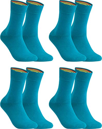 gigando – Socken Herren Baumwolle Uni Farben 4er oder 8er Pack in Premiumqualität – bunt farbige Strümpfe für Anzug, Business, Freizeit – ohne Naht - in petrol Größe 35-38 von gigando