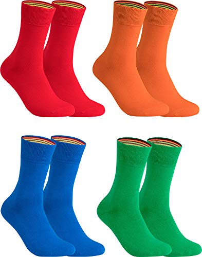 gigando – Socken Herren Baumwolle Uni Farben 4er oder 8er Pack in Premiumqualität – bunt farbige Strümpfe für Anzug, Business, Freizeit – ohne Naht - in rot, grün, orange, blau Größe 35-38 von gigando