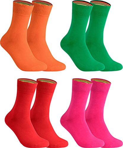 gigando – Socken Herren Baumwolle Uni Farben 4er oder 8er Pack in Premiumqualität – bunt farbige Strümpfe für Anzug, Business, Freizeit – ohne Naht - in rot, grün, rosa, orange Größe 43-46 von gigando