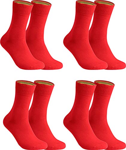 gigando – Socken Herren Baumwolle Uni Farben 4er oder 8er Pack in Premiumqualität – bunt farbige Strümpfe für Anzug, Business, Freizeit – ohne Naht - in rot Größe 35-38 von gigando