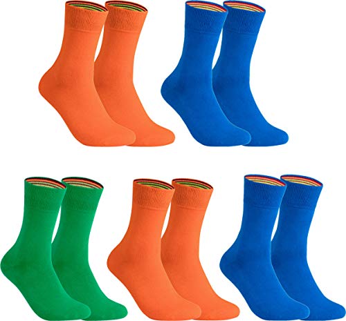 gigando – Socken Herren Baumwolle Uni Farben 4er oder 8er Pack in Premiumqualität – bunt farbige Strümpfe für Anzug, Business und Freizeit - 1xgrün, 2x orange, 2x blau Gr. 43-46 von gigando
