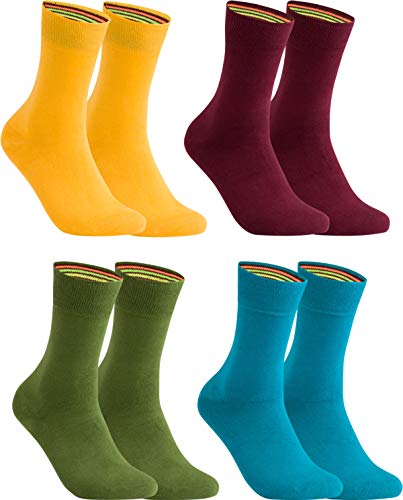 gigando – Socken Herren Baumwolle Uni Farben 4er oder 8er Pack in Premiumqualität – bunt farbige Strümpfe für Anzug, Business, Freizeit – ohne Naht - in bordeaux, gelb, olive, petrol Größe 35-38 von gigando