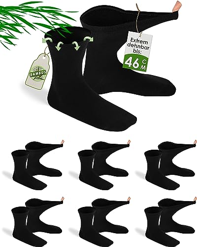 gigando extra weite Diabetiker-Socken aus Bambus, stark dehnbar ohne Gummi-Bund, kein Abdruck am Bein, schwarz, 39-42 von gigando