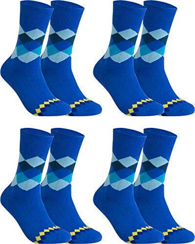 gigando - Qualitäts Socken für Herren 4 Paar – kariertes buntes Muster für Anzug, Business und Freizeit – blau – 43/46 von gigando