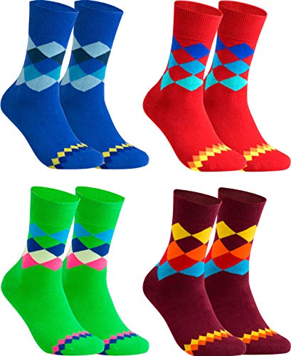 gigando - Qualitäts Socken für Herren 4 Paar – kariertes buntes Muster für Anzug, Business und Freizeit – grün, blau, rot, bordeaux – 39/42 von gigando