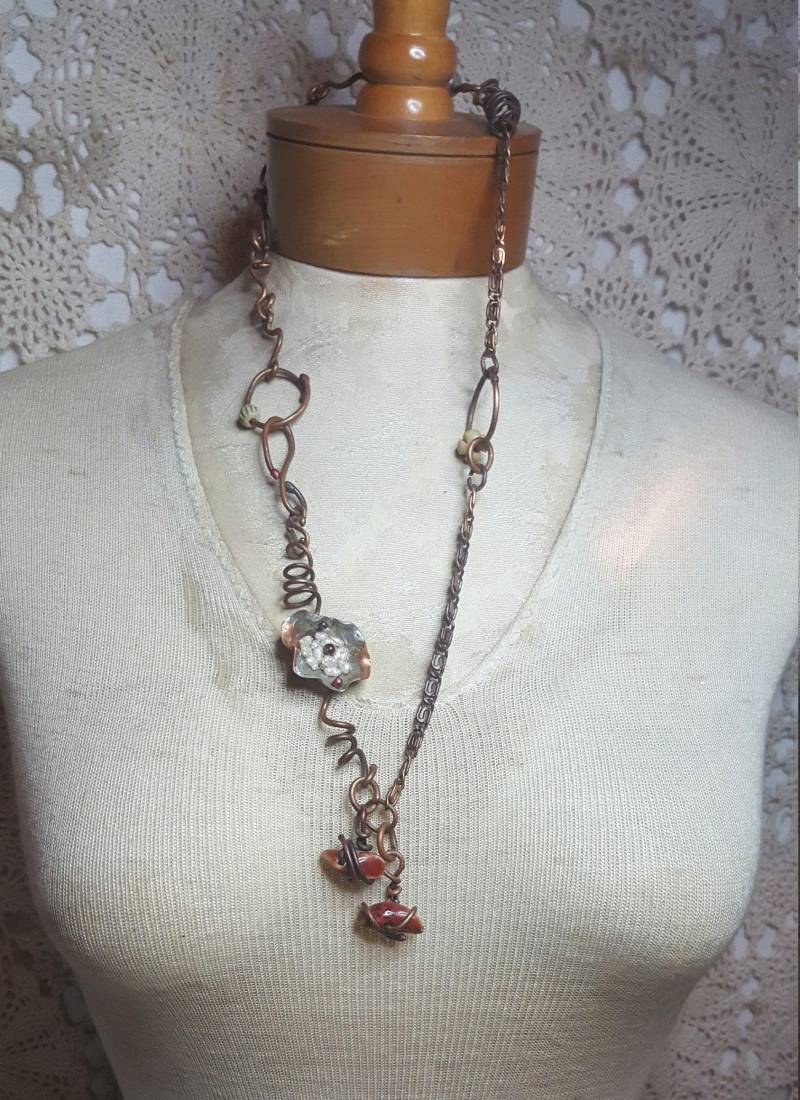 Kupfer Granat Handgefertigte Halskette Rustikale Verstellbare Mutter Der Perle Geschenk Für Sie Eine Einer Art Boho von gigiattheocean