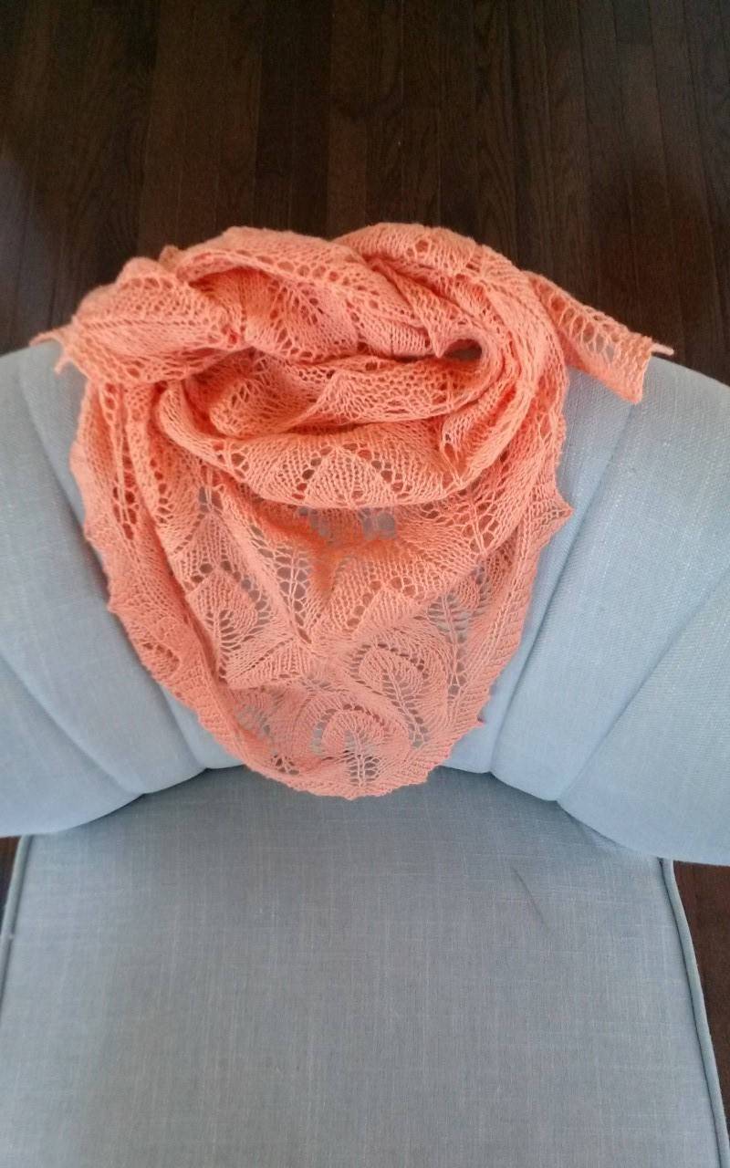 Tangerine Lace Orange Herbst Blätter Merino Seide Handgestrickte Schal von ginaminda