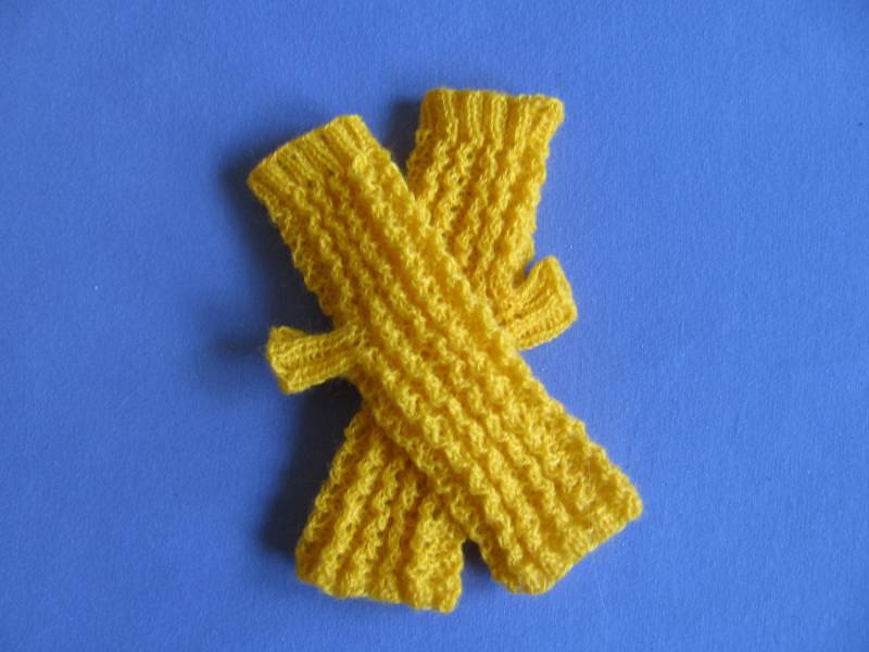 Texting Sonnenblume Gelb Spitzen Hand Stricken Fingerlose Handschuhe von ginaminda
