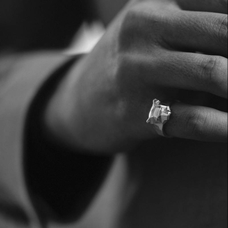 Tiger Ring Herren Silber Facettierter Low-Poly Tigerkopf Massiver 925 Sterling Statement von giogentoDE