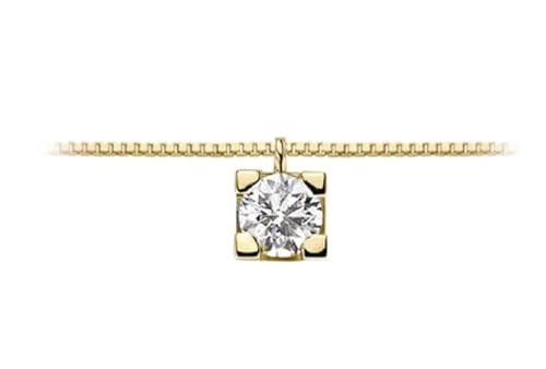 Damen-Halskette mit Lichtpunkt aus Gelbgold und Diamanten von Donnaoro lpl10310.002, 42 cm, Weißes Gold, Diamant von gioielleria