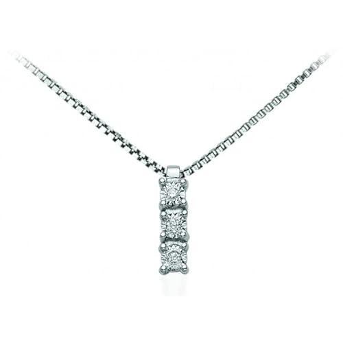 gioielleria Damen-Halskette mit Anhänger Trilogy aus Weißgold und Diamanten von Donnaoro Licht dhpt7893.003, medium, Weißes Gold, diamanten von gioielleria