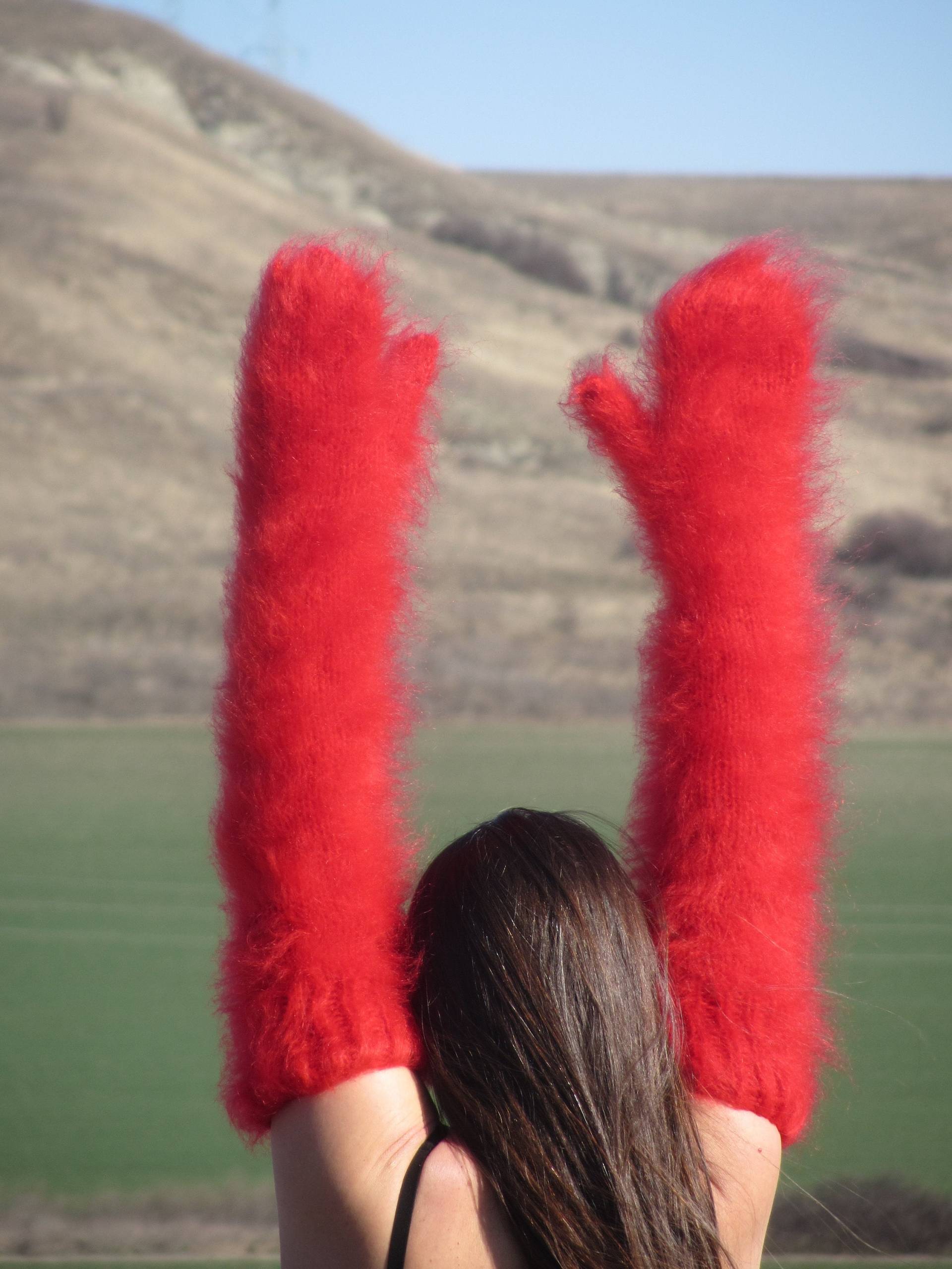Fuzzy Mohair Hell Rot Lange Handschuhe Dicke Warme Handgemachte Weiche Ski Gemütliche Flauschige Fuzzy Mohair Hell Rot Lange Handschuhe Dicke Warme Handgemachte Weiche Ski Gemütliche Flauschige von giorgioqualitat