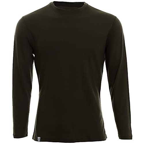 Merino Shirt - Thermounterhemd Langarm I Thermo Oberteil aus 100% Merinowolle I T-Shirt Longsleeve für Wandern, Sport I Oliv, Größe L von gipfelsport