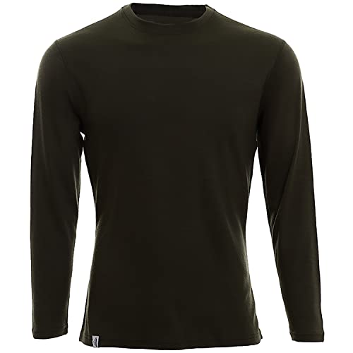 Merino Shirt - Thermounterhemd Langarm I Thermo Oberteil aus 100% Merinowolle I T-Shirt Longsleeve für Wandern, Sport I Oliv, Größe XL von gipfelsport