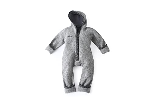 gipfelsport Wollwalk Overall Baby - Walkoverall aus Wollfleece | Walkanzug aus Merinowolle, Schurwolle, Walkwolle | Größe 74/80 in grau mit kurzem Reißverschluss von gipfelsport