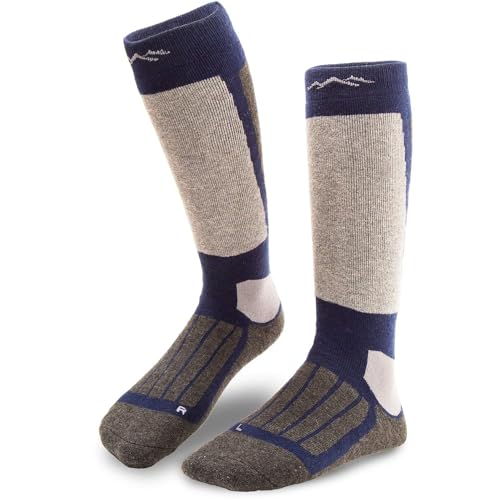 gipfelsport Skisocken für Kinder, Herren und Damen - Dicke Socken aus Merinowolle, warme Merino Snowboardsocken, 1x Paar Skistrümpfe, Navy, Größe 24-27 von gipfelsport