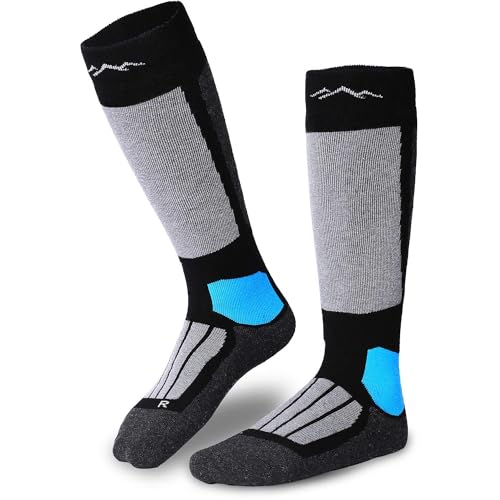 gipfelsport Skisocken für Kinder, Herren und Damen - Dicke Socken aus Merinowolle, warme Merino Snowboardsocken, 1x Paar Skistrümpfe, Schwarz, Größe 36-38 von gipfelsport