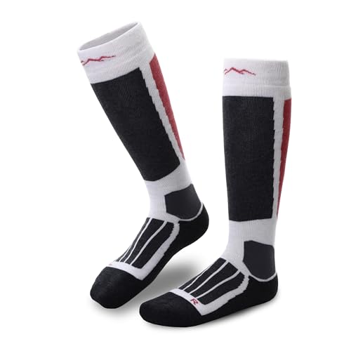 gipfelsport Skisocken für Kinder, Herren und Damen - Dicke Socken aus Merinowolle, warme Merino Snowboardsocken, 1x Paar Skistrümpfe, Weiß, Größe 28-31 von gipfelsport