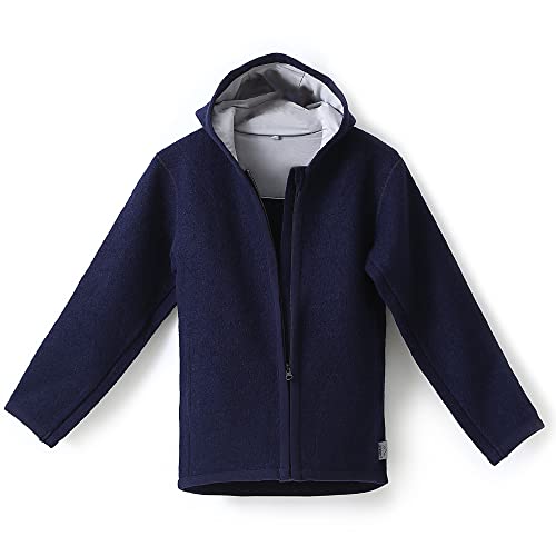 gipfelsport Walkjacke aus 100% Schurwolle - Wolljacke für Kinder, Baby | Merino Wollwalk Jacke mit Reißverschluss aus Wollfleece, Merinowolle | Navy, 110/116 von gipfelsport