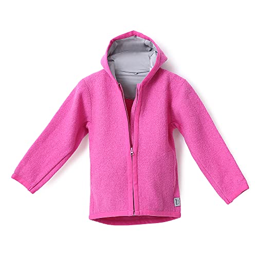 gipfelsport Walkjacke aus 100% Schurwolle - Wolljacke für Kinder, Baby | Merino Wollwalk Jacke mit Reißverschluss aus Wollfleece, Merinowolle | Pink, 110/116 von gipfelsport