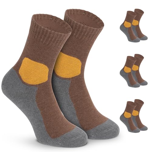 gipfelsport Wandersocken Herren & Damen, Outdoor Trekkingsocken | Hiking Socks, Wanderstrümpfe aus Merinowolle | Trekking Socken für Wandern mit extra Polster | Größe 45-47 I Braun, Dick I 3x Paar von gipfelsport