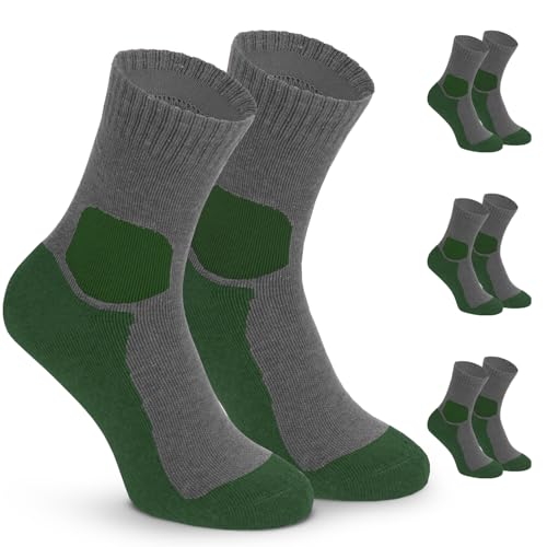 gipfelsport Wandersocken Herren & Damen, Outdoor Trekkingsocken | Hiking Socks, Wanderstrümpfe aus Merinowolle | Trekking Socken für Wandern mit extra Polster | Größe 45-47 I Grün, Dick I 3x Paar von gipfelsport