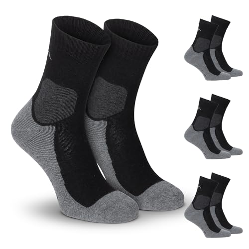 gipfelsport Wandersocken Herren & Damen, Outdoor Trekkingsocken | Hiking Socks, Wanderstrümpfe aus Merinowolle | Trekking Socken für Wandern mit extra Polster | Größe 32-35 I Schwarz, Dick I 3x Paar von gipfelsport