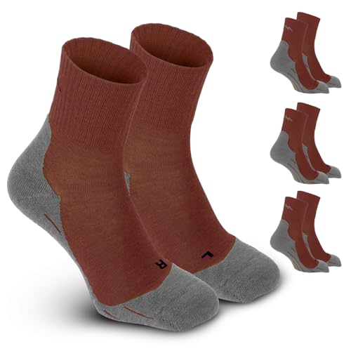 gipfelsport Wandersocken Herren & Damen, Outdoor Trekkingsocken | Hiking Socks, Wanderstrümpfe aus Merinowolle | Trekking Socken für Wandern mit extra Polster | Größe 39-41 I Braun, Dünn I 3x Paar von gipfelsport