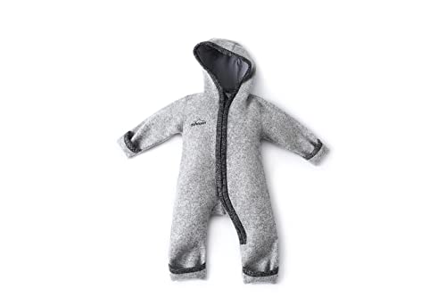 gipfelsport Wollwalk Overall Baby - Walkoverall aus Wollfleece | Walkanzug aus Merinowolle, Schurwolle, Walkwolle | Größe 74/80 in grau mit langem Reißverschluss von gipfelsport