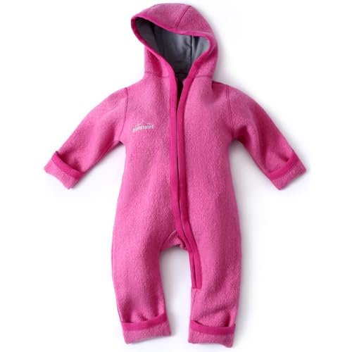 gipfelsport Wollwalk Overall Baby - Walkoverall aus Wollfleece | Walkanzug aus Merinowolle, Schurwolle, Walkwolle | Größe 74/80 in pink mit langem Reißverschluss von gipfelsport