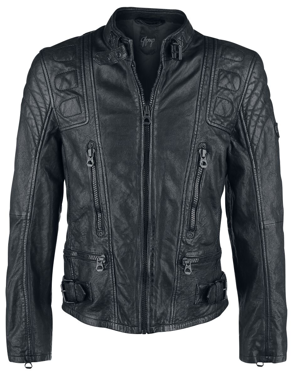 Gipsy Highway 2 Slim Fit LAGIV Lederjacke schwarz in 4XL von gipsy