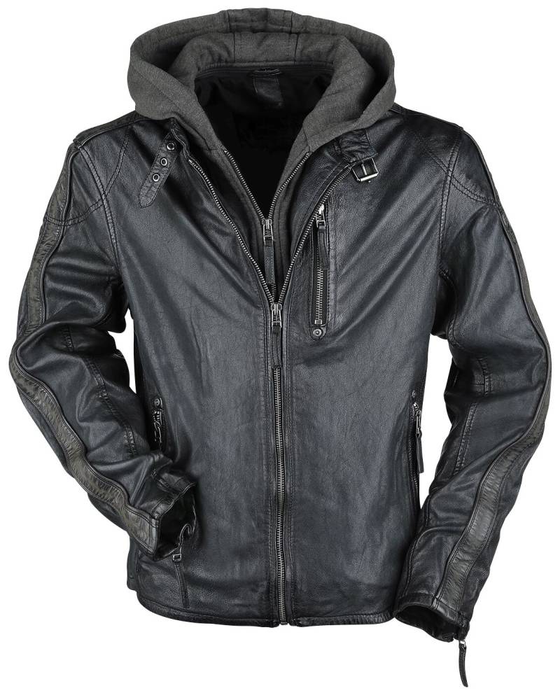 Mauritius Lederjacke - Steep Slim Fit Lasanv - M bis 4XL - für Männer - Größe L - anthrazit/oliv von Mauritius