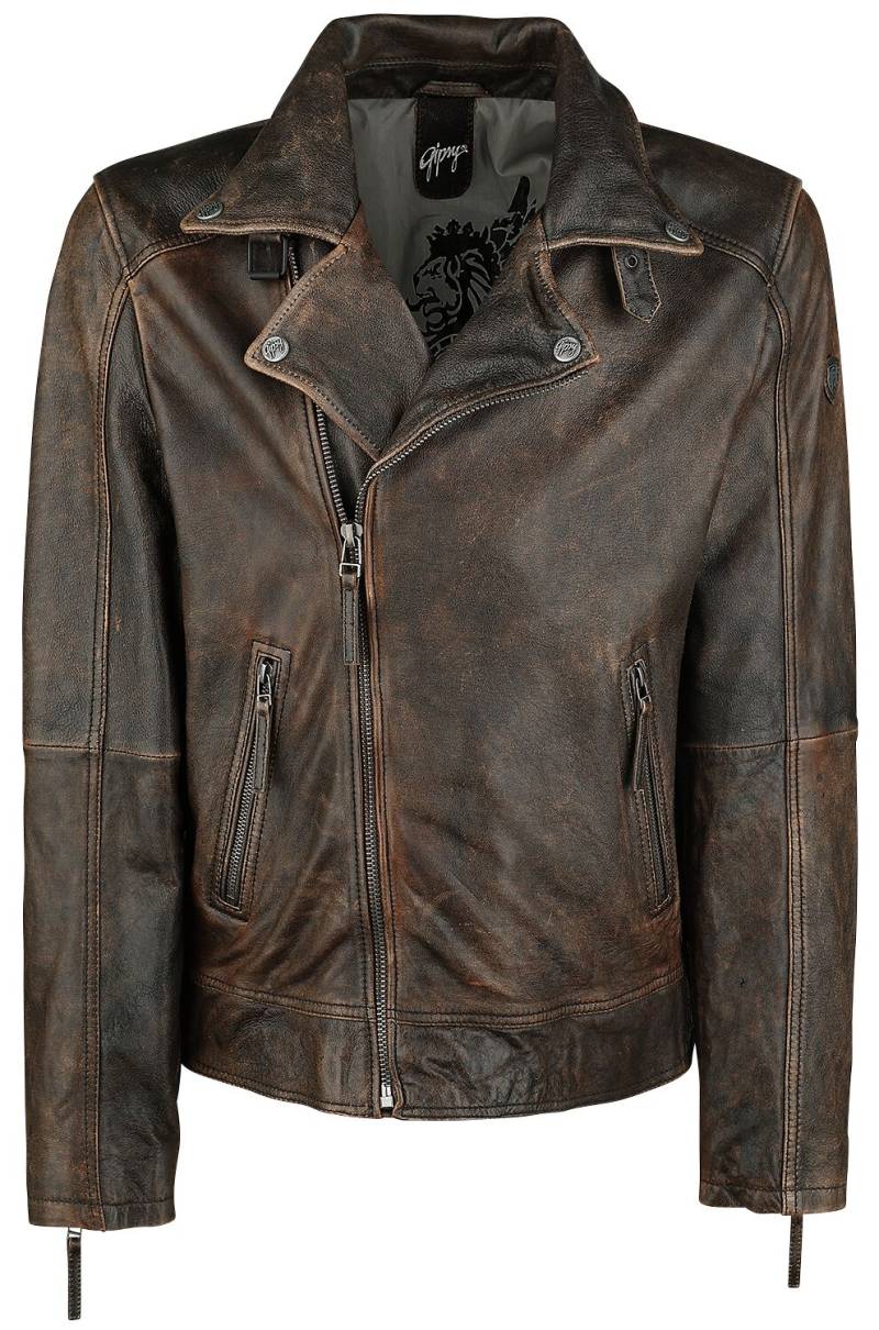 Gipsy Marvin Slim Fit LANTV Lederjacke braun in XXL von gipsy