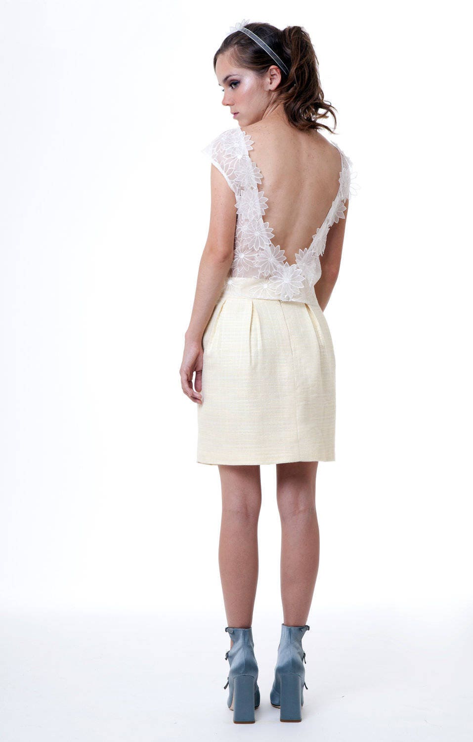 Marie High Waist Leinen Tweed Boucle Pastell Gelb Rock Xs S M L Custom Marie High Waist Leinen Tweed Boucle Pastell Gelb Rock Xs S M L Custom von girlandaseriousdream