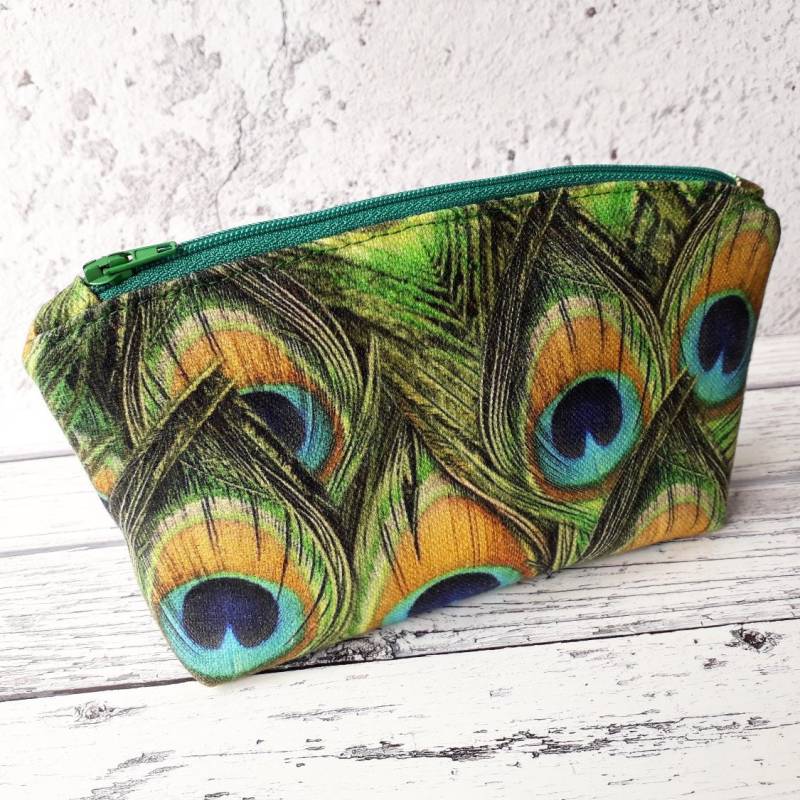 Grüne Pfauenfedern Kosmetik Make Up Tasche Reißverschluss-Beutel Grüne Pfauenfedern Kosmetik Make Up Tasche Reißverschluss-Beutel von girlgotbag