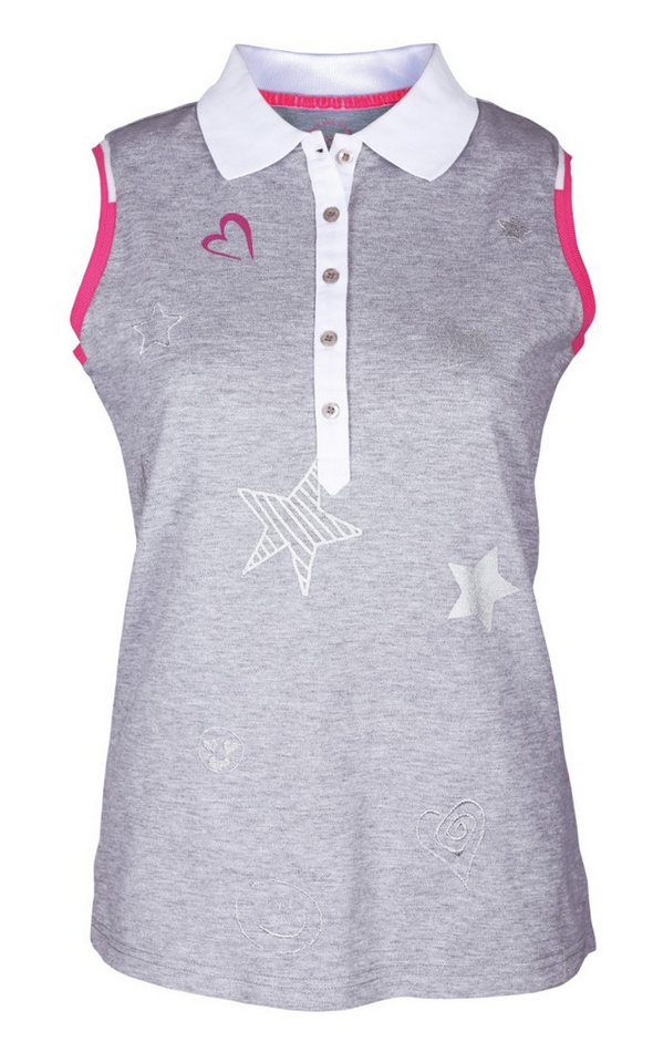 girls golf Poloshirt Girls Golf Polo Star Love'' Sleeveless Grau Damen L" von girls golf