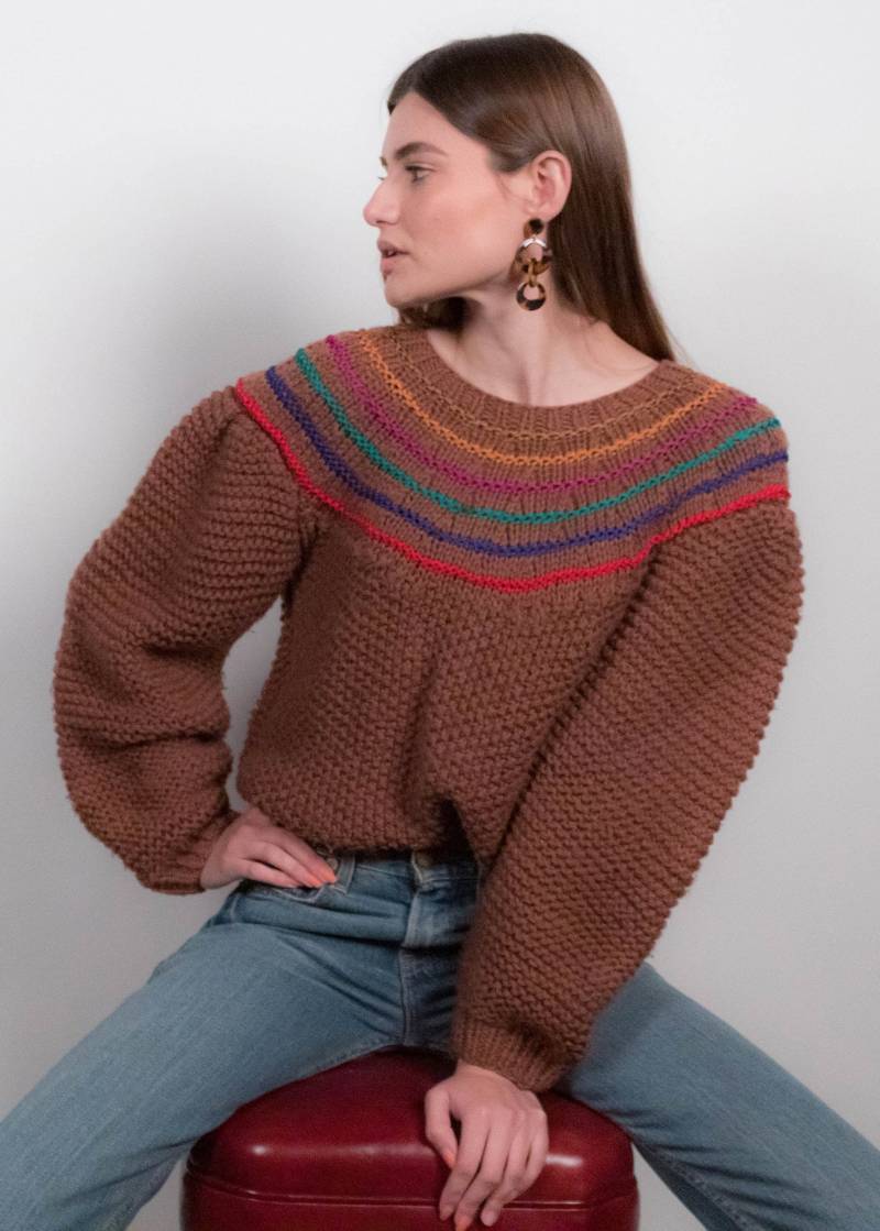 Hand Stricken Ballon Ärmel Pullover Von Designer Gil Aimbez Passt Größen Xs/S/M von giselaandzoevintage