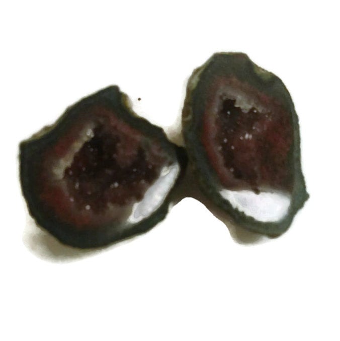 Tabasco Baby Geoden Mit Druzy Quarz Perfektes Paar. Ideal Für Schmuckherstellung Ohrringe; Lebendige Farben; Cut/Poliert Hand Gepflückt Qualität von givingnatureanewlook