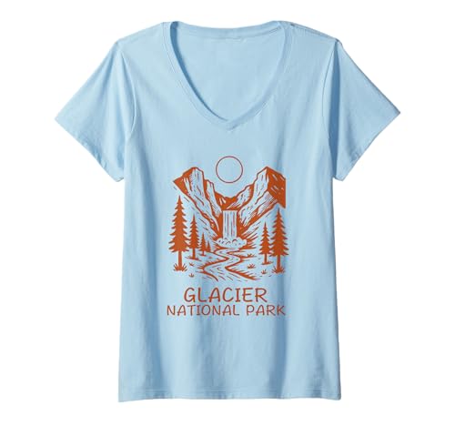 Damen Gletscher-Nationalpark Montana Souvenir Damen Herren Junge Jugend T-Shirt mit V-Ausschnitt Damen Gletscher-Nationalpark Montana Souvenir Damen Herren Junge Jugend T-Shirt mit V-Ausschnitt von glacier national park women men Utah
