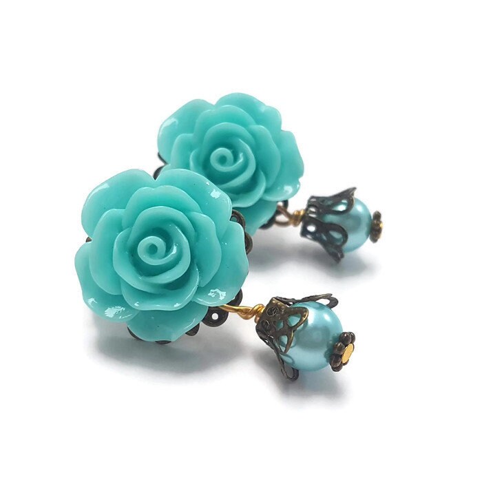 Blaue Rose Ohrringe-Dangle Ohrstecker-Perle Ohrringe-Drop Ohrringe-Geschenke Für Her-Fashion Accessory-Cute Ohrringe-Hübsche Ohrringe Blaue Rose Ohrringe-Dangle Ohrstecker-Perle Ohrringe-Drop Ohrringe-Geschenke Für Her-Fashion Accessory-Cute Ohrringe-Hübsche Ohrringe von glamasaurus