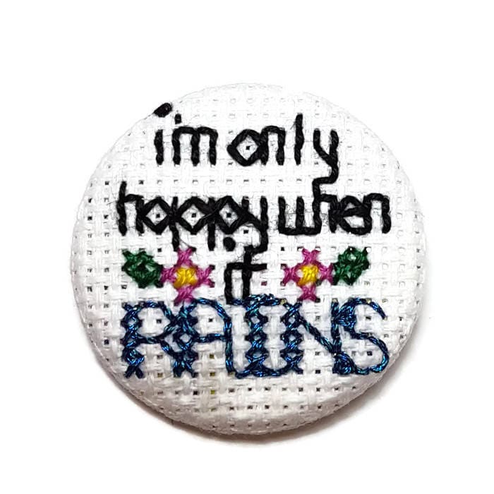 Ich Bin Nur Glücklich, Wenn Es Regnet Pin-Müllfan Brosche-Jacke Anstecknadel-Tasche Flair-Niedlicher Anstecker-38 Mm-Anstecknadel-Handmade von glamasaurus