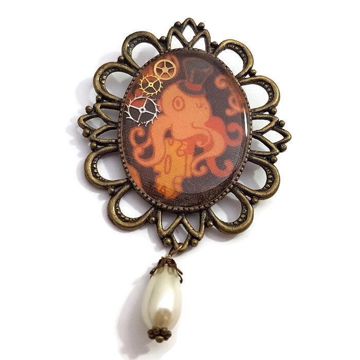 Oktopus Brosche-Große Krake Pin-steampunk Brosche-Oktopus Pin-Oktopus Schmuck Oktopus Brosche-Große Krake Pin-steampunk Brosche-Oktopus Pin-Oktopus Schmuck von glamasaurus